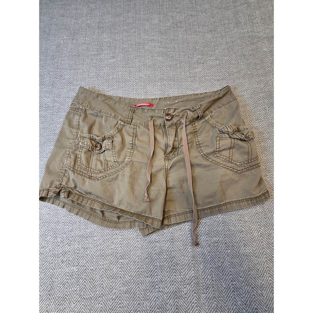 Vintage Union Bay Cargo Shorts Women's 13 Green Utility Pockets Hiking Outdoor